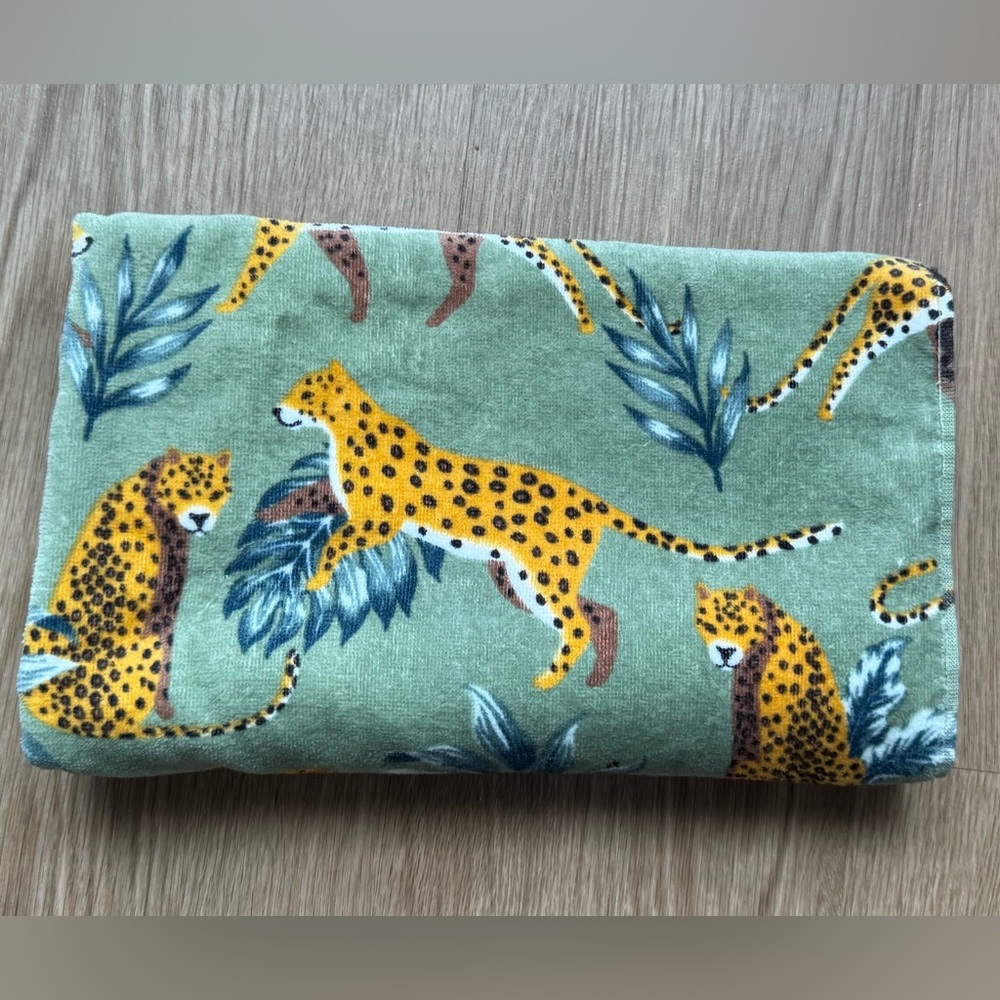 Deborah Connolly Leopard Cheetah Jungle Bath Towel Green